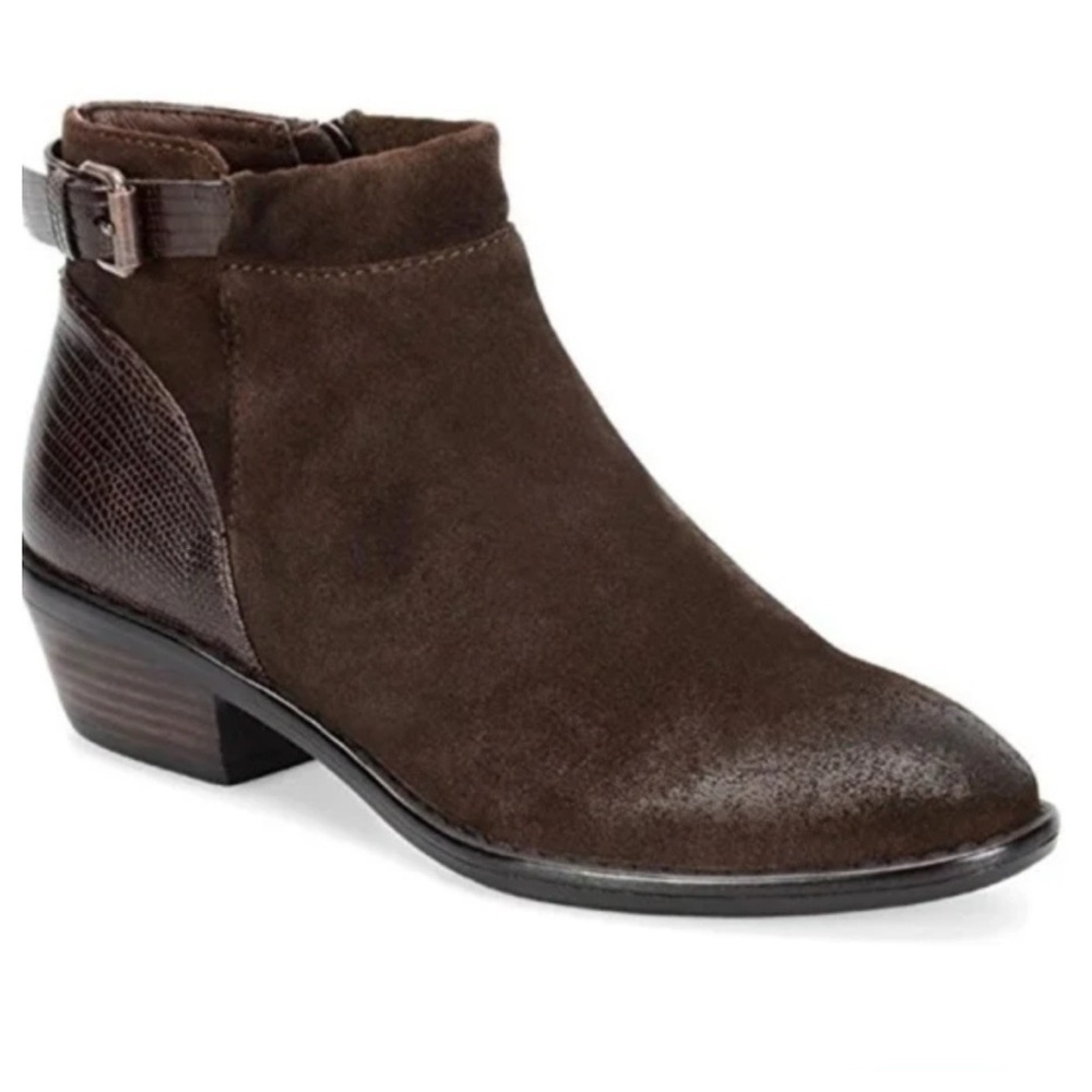 Sofft Brown Suede Ankle Boots with Buckle Detail